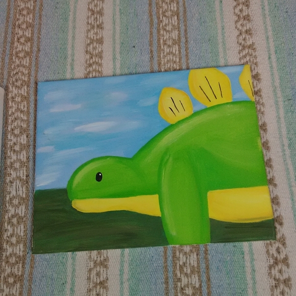 DINOSAUR PAINTINGS SET OF 2 CHILDREN'S ROOM DECOR - Picture 4 of 12